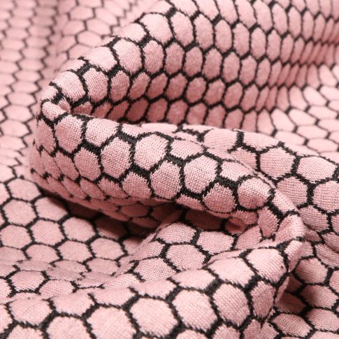Tissu Jacquard Alvéoles sur fond Rose pâle