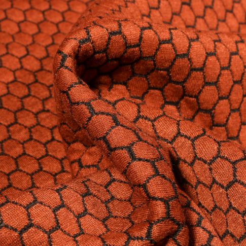 Tissu Jacquard Alvéoles sur fond Orange