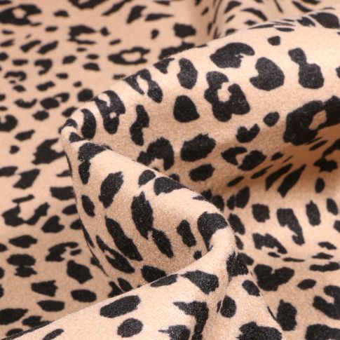 Tissu Drap de manteau épais Léopard sur fond Beige