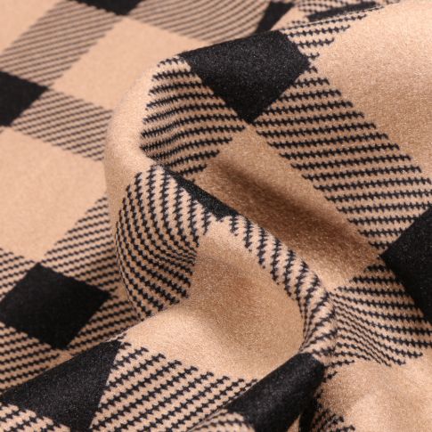 Tissu Drap de manteau  Carreaux sur fond Beige