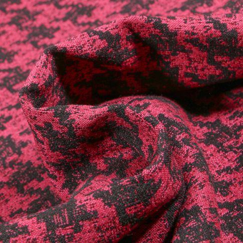 Tissu Bengaline Jacquard Pied de poule sur fond Rouge