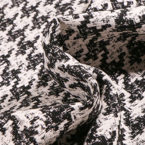 Tissu Bengaline Jacquard Pied de poule sur fond Blanc