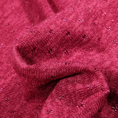 Tissu Maille lurex Petits pois lurex sur fond Rose fuchsia