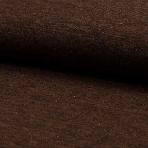 Tissu Maille lurex ajouré Marron chocolat