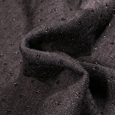 Tissu Maille lurex Petits pois lurex sur fond Noir