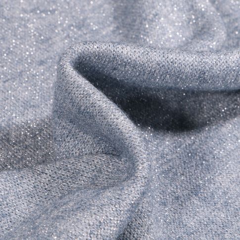 Tissu Maille polyviscose Lurex sur fond Bleu ciel
