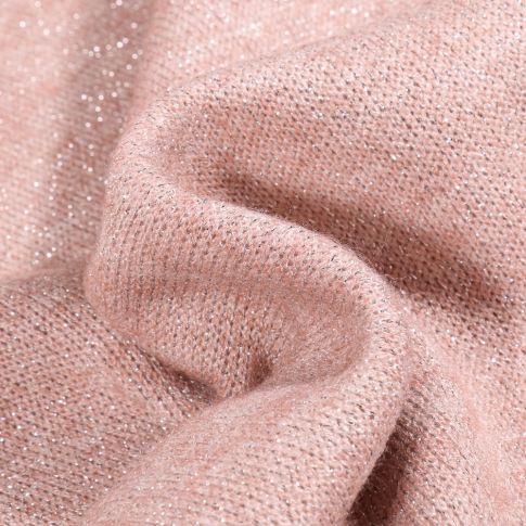 Tissu Maille polyviscose Lurex sur fond Rose
