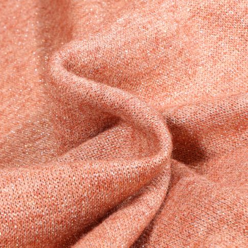 Tissu Maille polyviscose Lurex sur fond Saumon