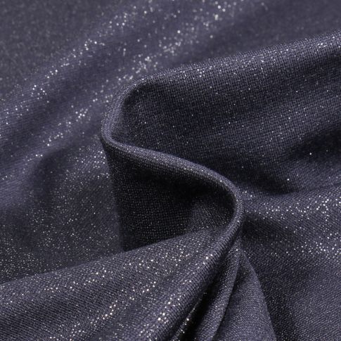 Tissu Jersey Milano uni pailleté Bleu marine
