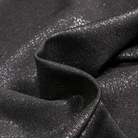 Tissu Jersey Milano uni pailleté Noir
