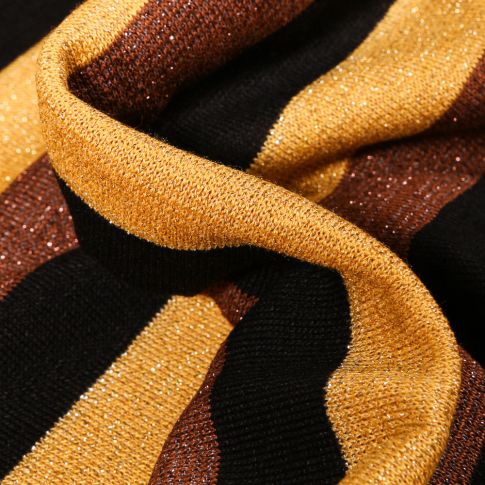 Tissu Viscose lurex Rayures jaunes sur fond Noir