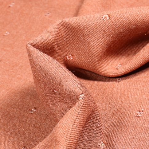 Tissu Viscose Rebecca Pois lurex sur fond Terracotta