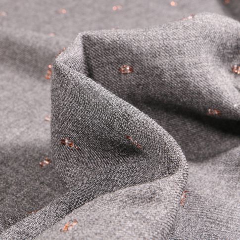 Tissu Viscose Rebecca Pois lurex sur fond Gris