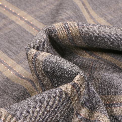 Tissu Viscose Carreaux lurex sur fond Gris
