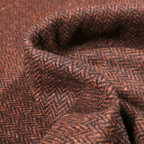 Tissu Lainage Jacquard Chevrons sur fond Rouille