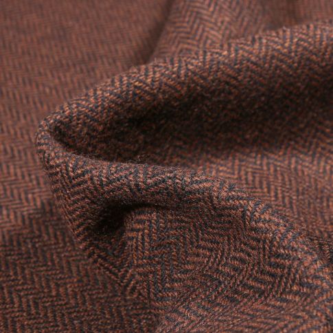 Tissu Lainage Jacquard Chevrons sur fond Marron