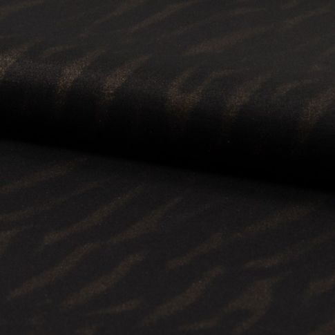 Tissu Bengaline Zebré bronze sur fond Noir