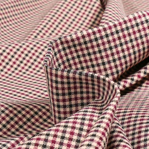 Tissu Bengaline Candy bordeaux sur fond Ecru