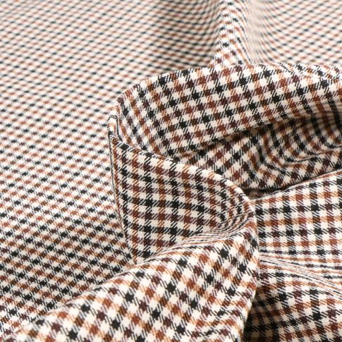 Tissu Bengaline Candy marron sur fond Blanc cassé