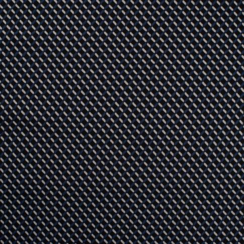 Tissu Jacquard polyviscose extensible Hexagone pétrole sur fond Noir