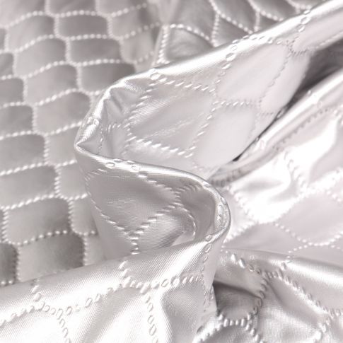 Tissu Matelassé Craftine Kimy métallisé Simili sur fond Argent