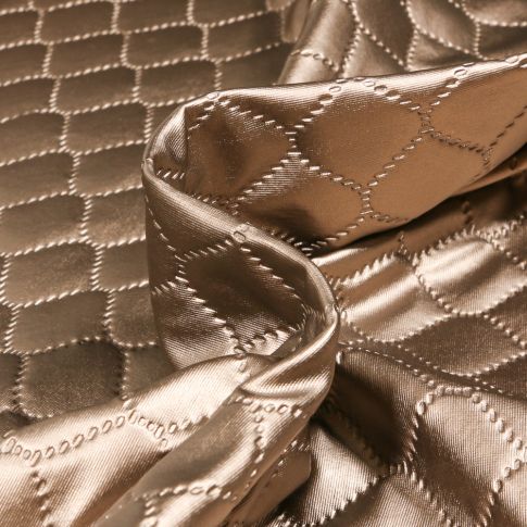 Tissu Matelassé Craftine Kimy métallisé Simili sur fond Cuivre