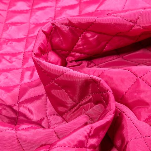 Tissu Doudoune matelassé Dahli sur fond Rose fuchsia
