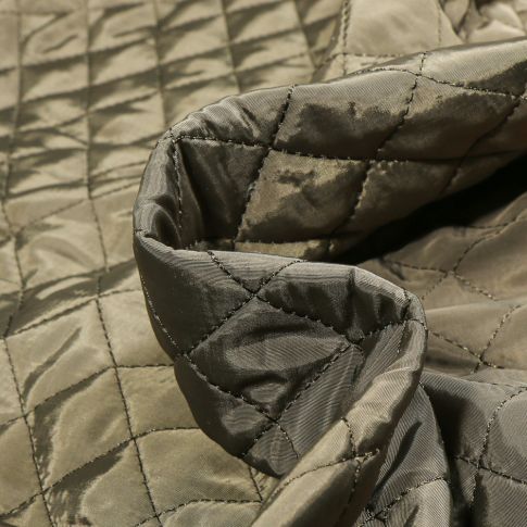 Tissu Doudoune matelassé Dahli sur fond Vert kaki