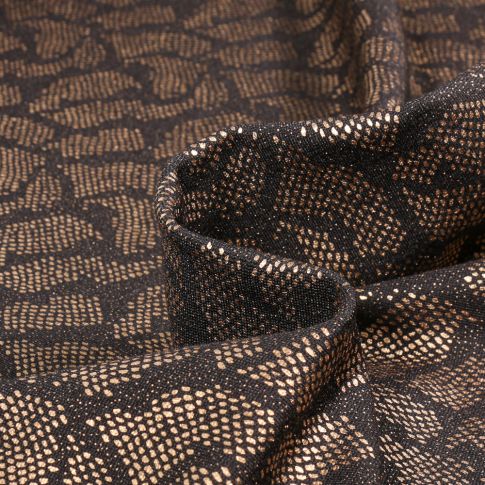 Tissu Jersey Milano Snake doré sur fond Noir