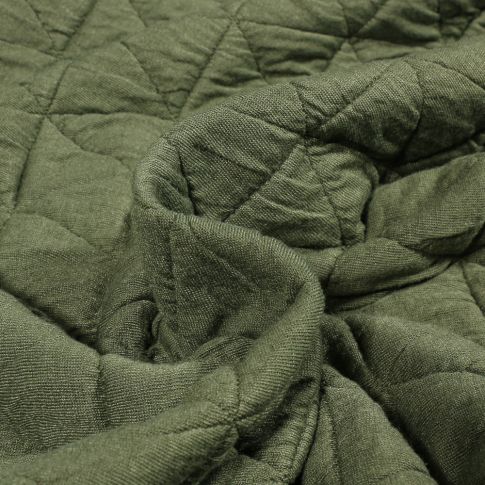 Tissu Sweat matelassé gaufré Dacota Vert kaki