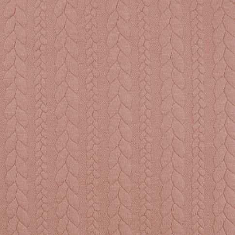Tissu Sweat effet Maille tressée Rose nude