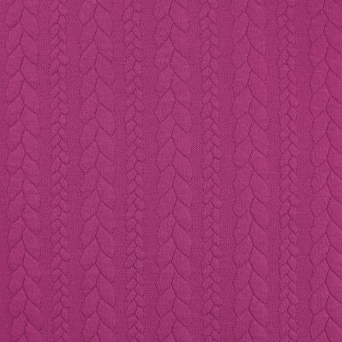 Tissu Sweat effet Maille tressée Rose fuchsia