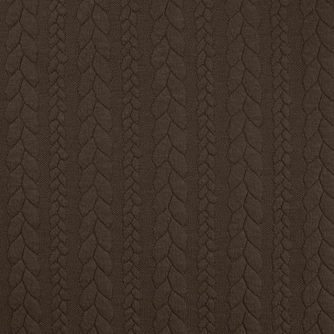 Tissu Sweat effet Maille tressée Marron chocolat