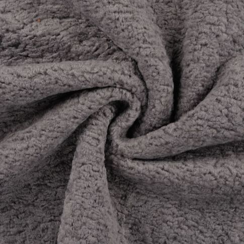 Tissu Laine mélangé bouclette uni Gris anthracite