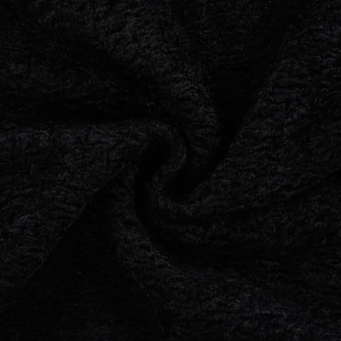 Tissu Laine mélangé bouclette uni Noir