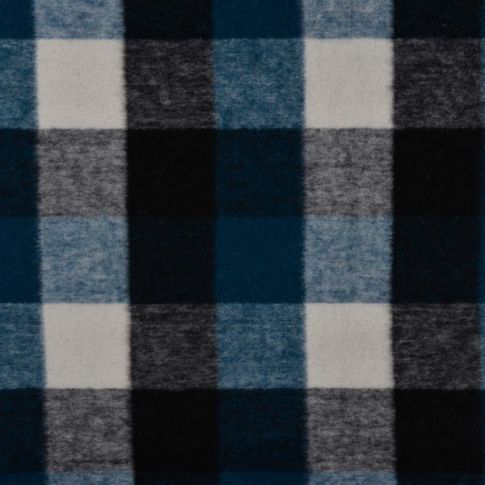 Tissu Laine mélangé Carreau Pétrole sur fond Noir