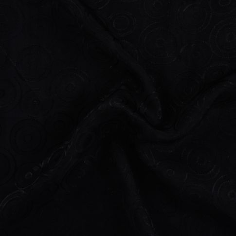 Tissu Viscose Jacquard Cercles en relief sur fond Noir
