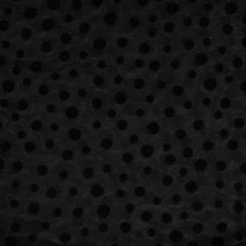 Tissu Tulle souple Big Dots velours sur fond Noir