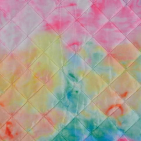 Tissu Doudoune matelassé Tie Dye Multicolore