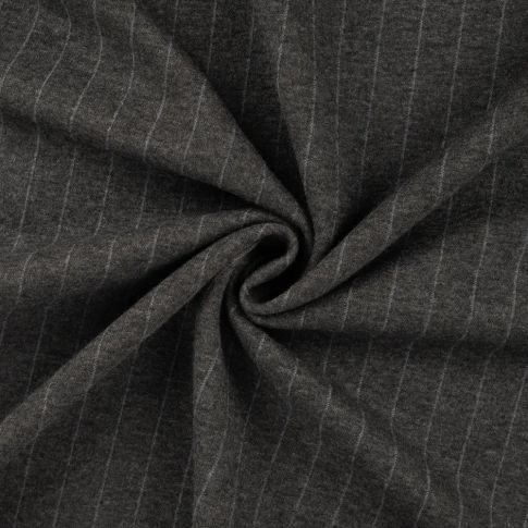 Tissu Drap de manteau Rayé chiné Gris anthracite