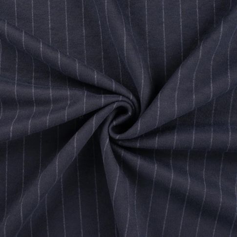 Tissu Drap de manteau Rayé chiné Bleu marine