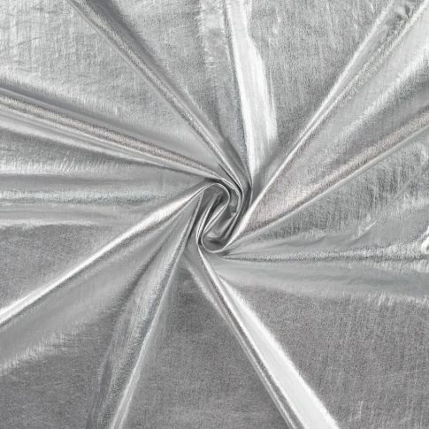 Tissu Taffetas d'habillement Froissé Argent