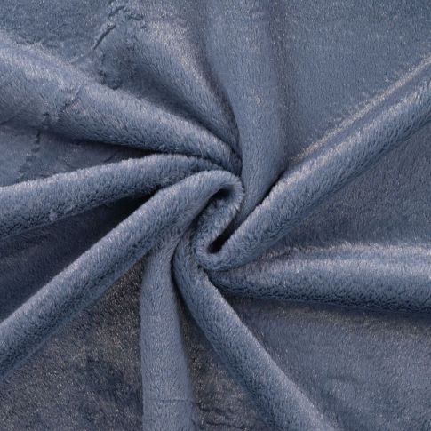 Tissu Fausse fourrure long poils lurex Bleu denim