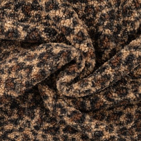 Tissu Bouclettes Léopard Noir et Beige