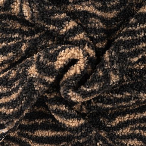 Tissu Bouclettes Tigre Noir et Beige