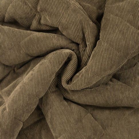 Tissu Velours côtelé Matelassé envers fourrure Vert kaki