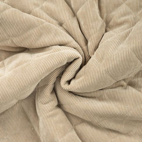 Tissu Velours côtelé Matelassé envers fourrure Beige