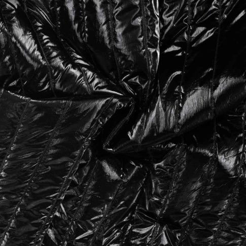 Tissu Doudoune matelassé brillant Karla réversible  Noir