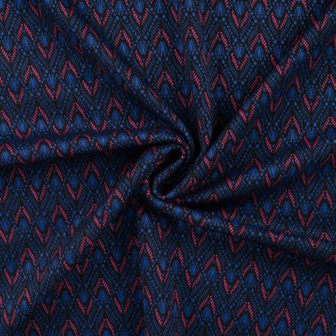 Tissu Milano imprimé Motifs fuschia et bleu sur fond Noir