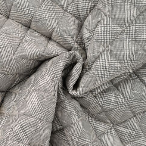 Tissu Matelassé réversible Prince de galles Gris